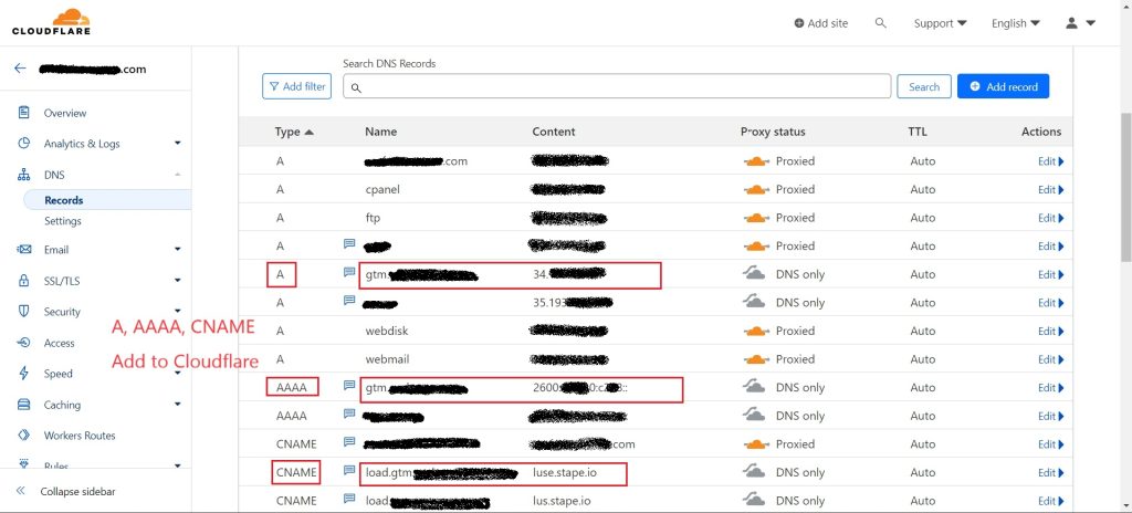 how server- Add A, AAAA, CNAME In Cloudflare From Cloud Server